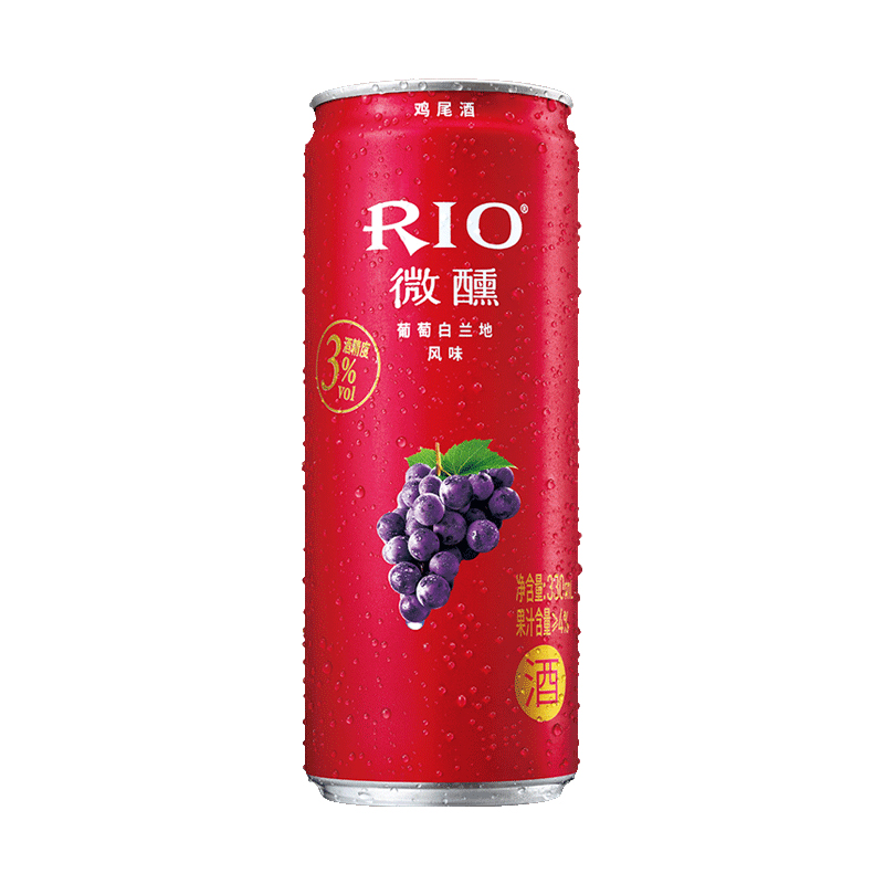 锐澳师捷专卖店RIO锐澳微醺鸡尾酒套装预调酒洋酒3度紫葡萄330ml*8罐整箱包邮酒3