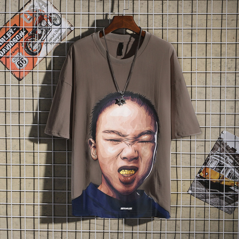 衫将欧美街头嘻哈短袖男宽松潮t恤 衫将T恤