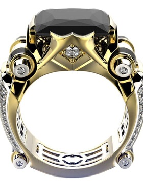 欧美潮流男士镶钻机械风指环