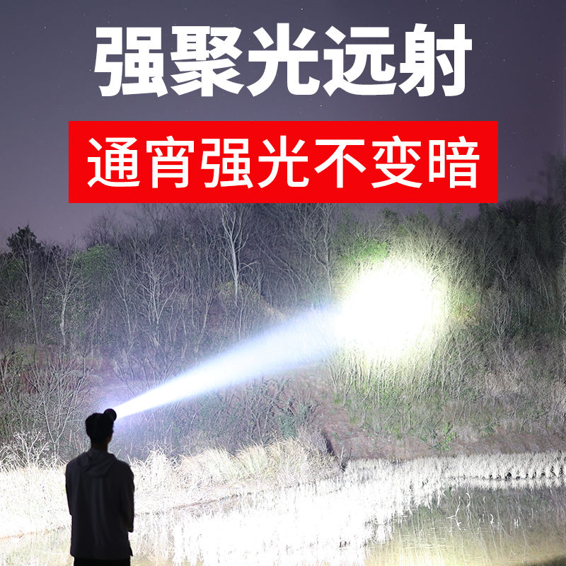 感应头灯强光充电超亮头戴式户外照明灯野外钓鱼电筒超长续航锂电 - 图1