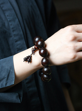 金星老料赞比亚小叶紫檀手持链高油密念佛珠串男女士新中式饰礼品