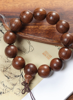 金丝檀木质老料散珠圆珠108颗diy佛珠念珠手链金丝楠木男女士手串