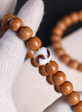 天然猴头雕刻老型桶珠光珠原猴头小核桃原籽文玩男女士单圈手串