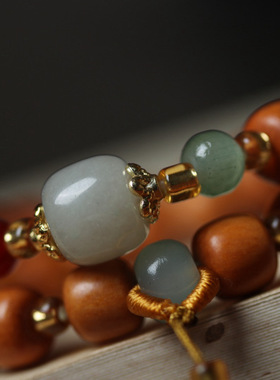 天然老山芭比檀香木老型桶0.8手串持项链莲蓬编绳款男女士念佛珠