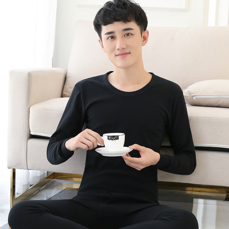 衬衣男纯棉土线衣薄款一套棉毛衫 赛百合保暖上装