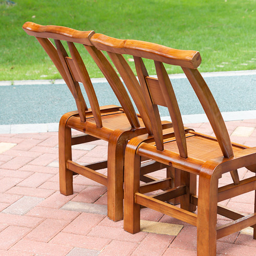 胡桃色仿古实木老式松木靠背椅子家用农家乐小椅子餐桌老人木椅 - 图1