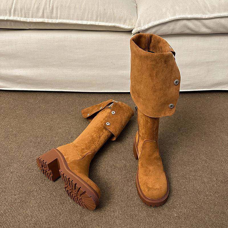 过膝长靴女2026年新款秋百搭显瘦高筒靴复古两穿厚底长筒骑0115e,淘宝优惠券,粉丝福利购,淘宝优惠卷