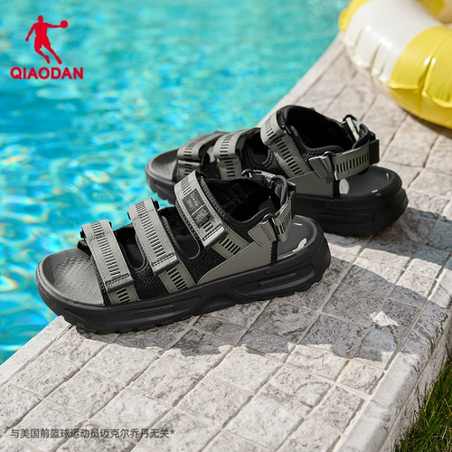 乔丹 Пляжные летние сандалии, черные универсальные слайдеры, дышащая обувь