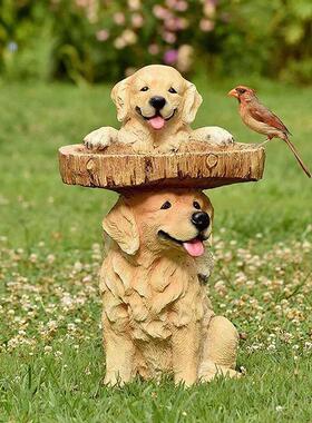 Resin Dog Birdbath Polyresin Antique Garden Bird Bath For
