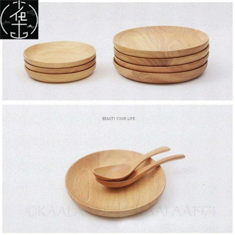 wooden plates lifestyle designer cooking vintage plate bowl - 图0