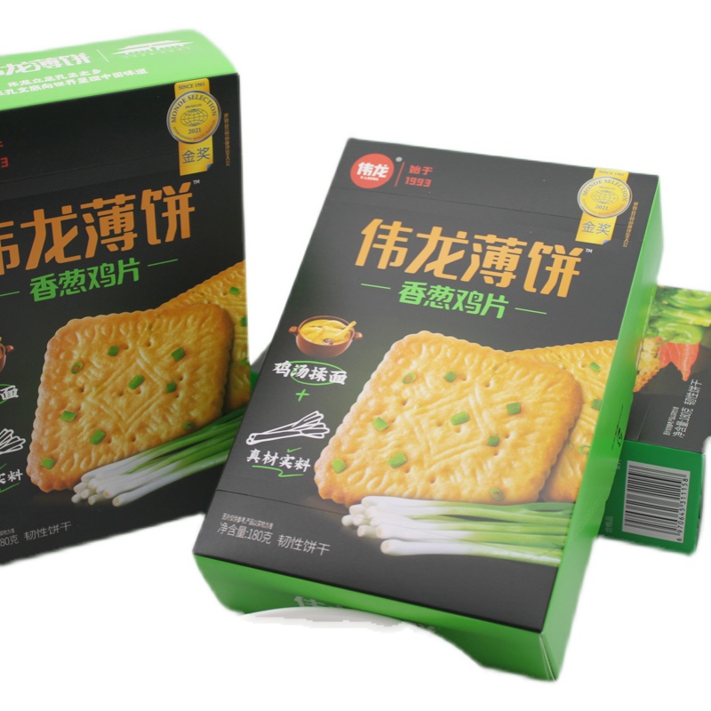 伟龙香葱鸡片180g鸡汤揉面好吃的薄脆小饼干独立包装韧性饼干早餐 - 图3