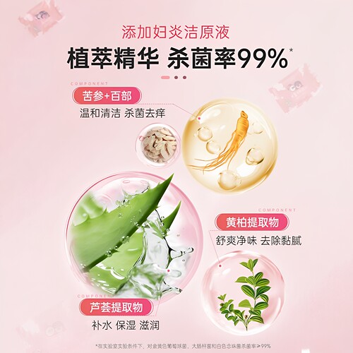 妇炎洁私处湿巾可擦免洗湿纸巾洁阴女性卫生护理清洁私密杀菌专用 - 图2