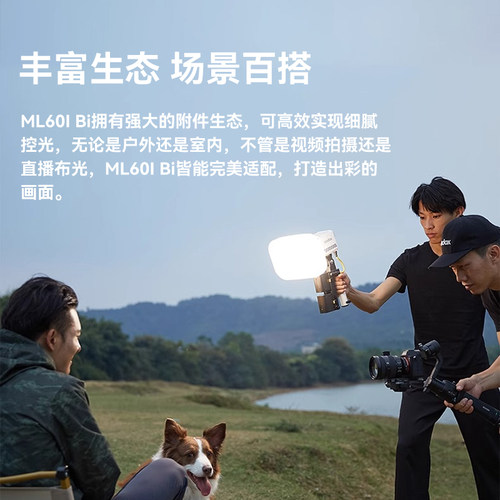 （+50送电池手柄）神牛ML60II Bi手持补光灯户外夜景人像补光灯 摄影拍照 双色温直播灯便携LED外拍常亮灯 - 图1