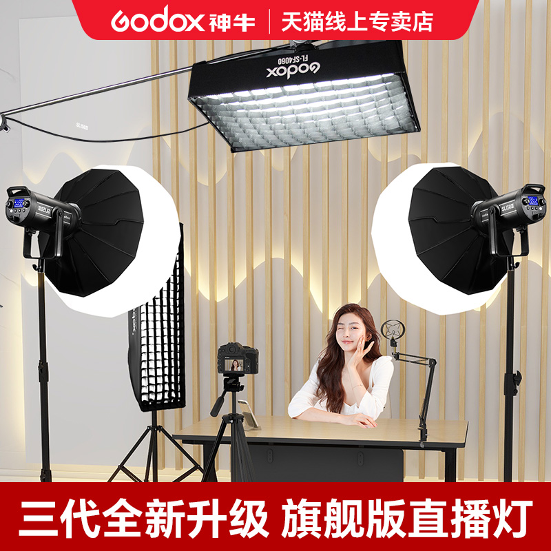 Godox 神牛SL150 III三代LED直播补光灯专业直播间网格深抛灯摄影双色温LED摄影灯150W球形柔光灯地灯常亮灯 - 图3