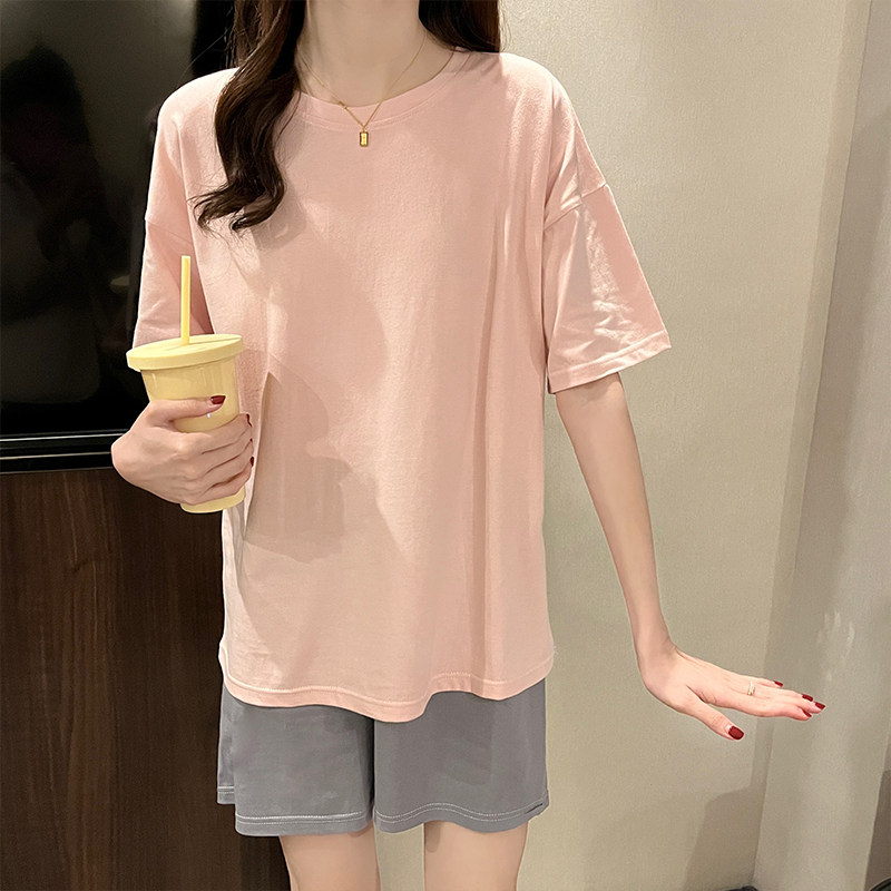 新款夏季宽松休闲可外穿纯棉睡衣 采樱睡衣/家居服套装