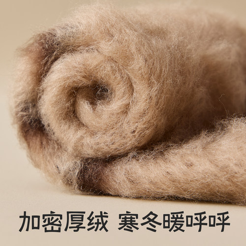 巨厚羊毛小腿袜女款秋冬加绒加厚长筒半截月子三杠保暖瘦腿长筒袜 - 图0