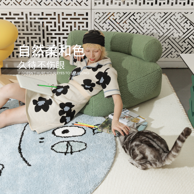 赛波斯圆形地毯巴巴爸爸合作款卧室床边儿童可爱衣帽间青山美宿 - 图3