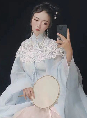 汉服云肩女抖音同款百搭镂空明制