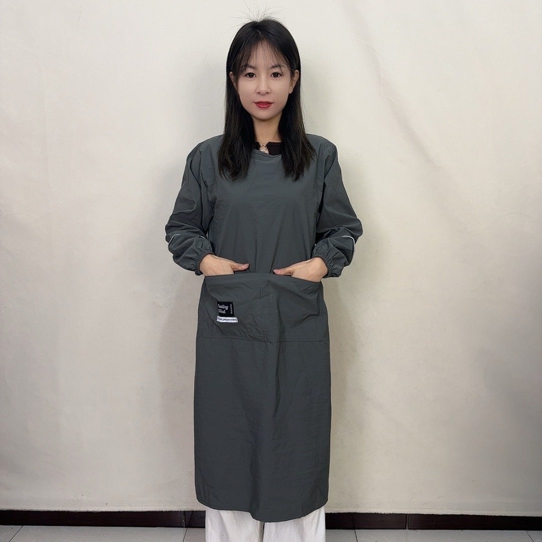 长款纯色防泼水罩衣厨房家用做饭上班长袖围裙定制LOGO印字工作服,淘宝优惠券,粉丝福利购,淘宝优惠卷