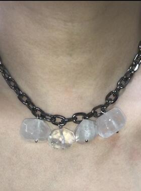 水晶原石choker原创颈链甜酷