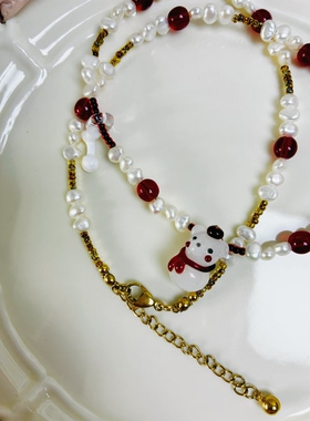 小狗圣诞项链原创设计小众高级感毛衣链气质百搭礼物