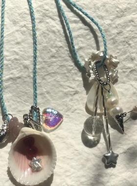 多元素天然贝壳编织线长项链原创