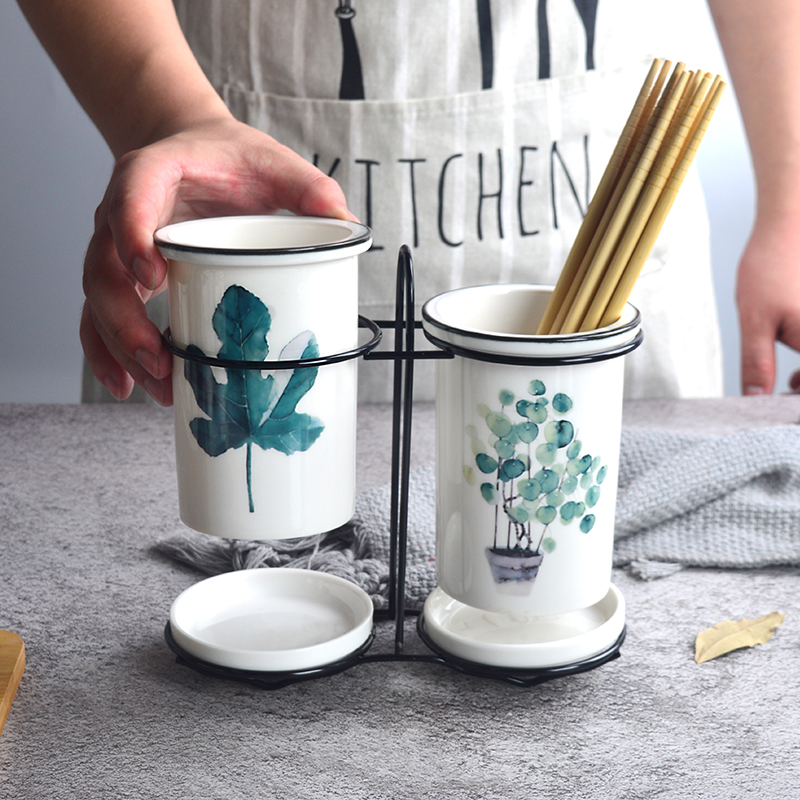 陶瓷筷子笼北欧筷子架厨房家用筷子桶收纳盒置物架篓筷架沥水简约