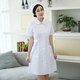 Eight Eyes Nurse Uniform Sleeve Short Sleeve Summer ເສື້ອຄຸມສີຂາວສີບົວ