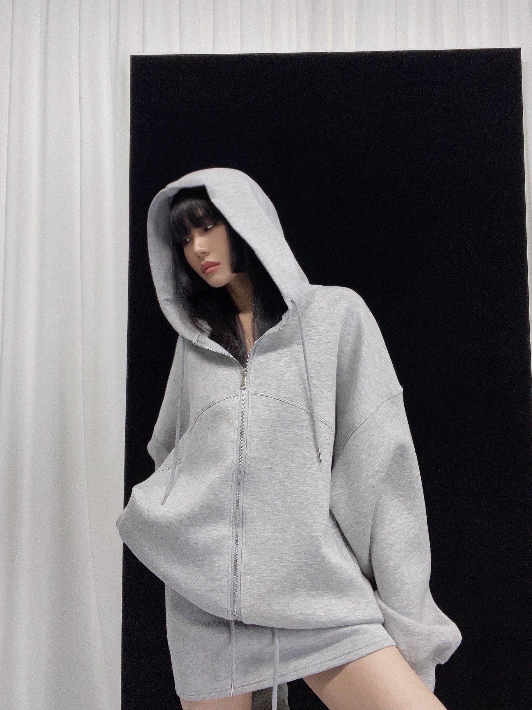 SHUISHUI美式休闲时尚卫衣套装女宽松连帽外套高腰半身短裙两件套,淘宝优惠券,粉丝福利购,淘宝优惠卷