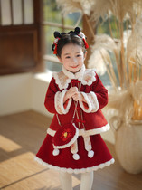 Beiyr clothes girl hanfu winter baby gown suit with children over New Years festive clothes Chinese wind and tangy clothes