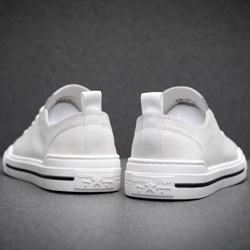 真皮小白鞋男2025春季新款透气潮流百搭男士低帮运动休闲板鞋子男 - 图2