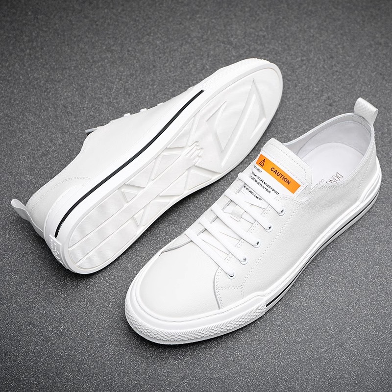 真皮小白鞋男2025春季新款透气潮流百搭男士低帮运动休闲板鞋子男 - 图1