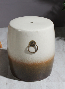 圆形带铜环陶瓷鼓凳绣墩琴凳换鞋凳几凳家居设计墩子酒店庭院摆件