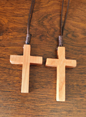 桃木十字架项链男女款