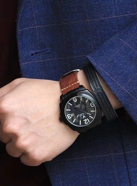 复古真牛皮十字架平安手链