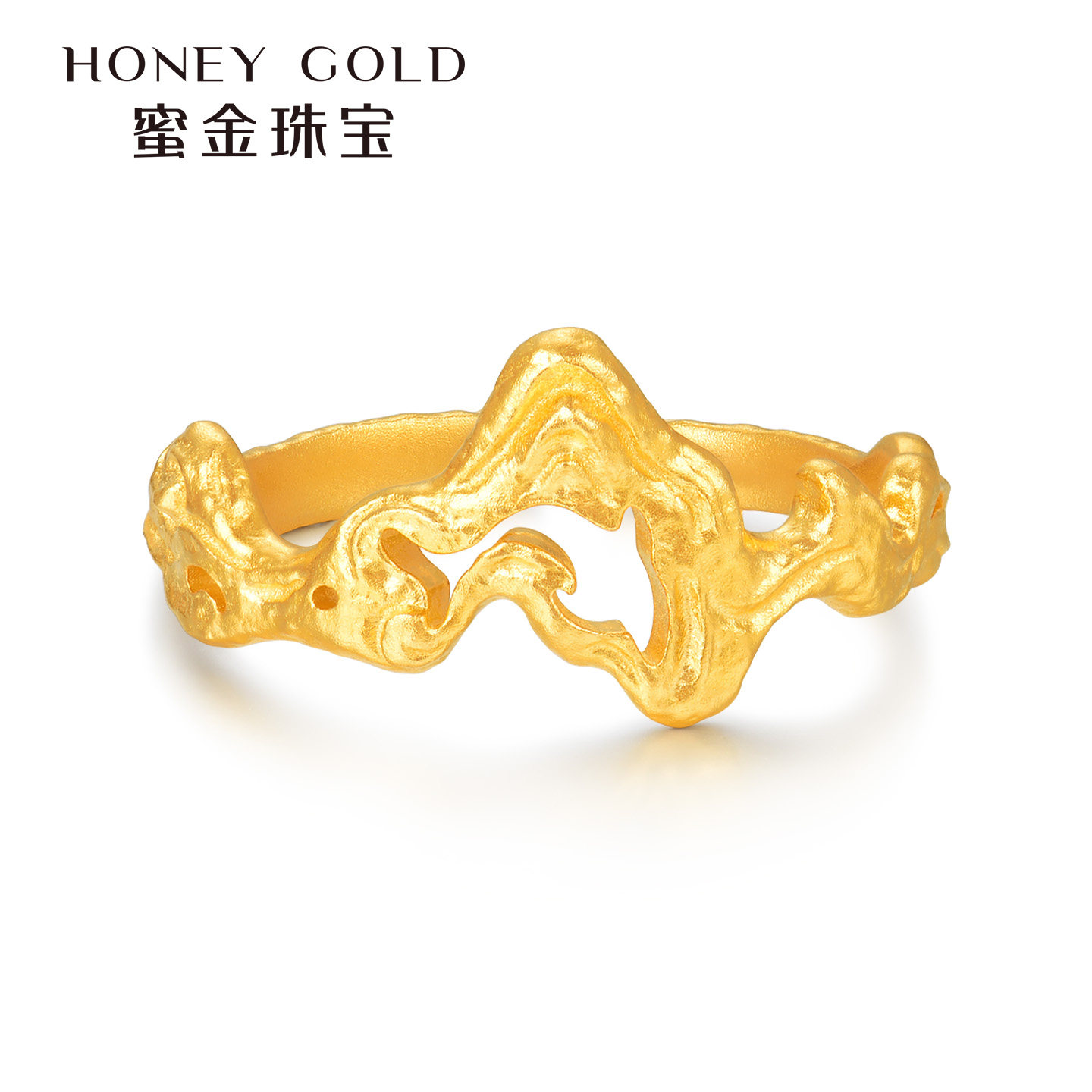 Honey Gold Jewelry Gold Ring Pure Gold Ancient Method Picking Up Series Zhuxi HGH1768