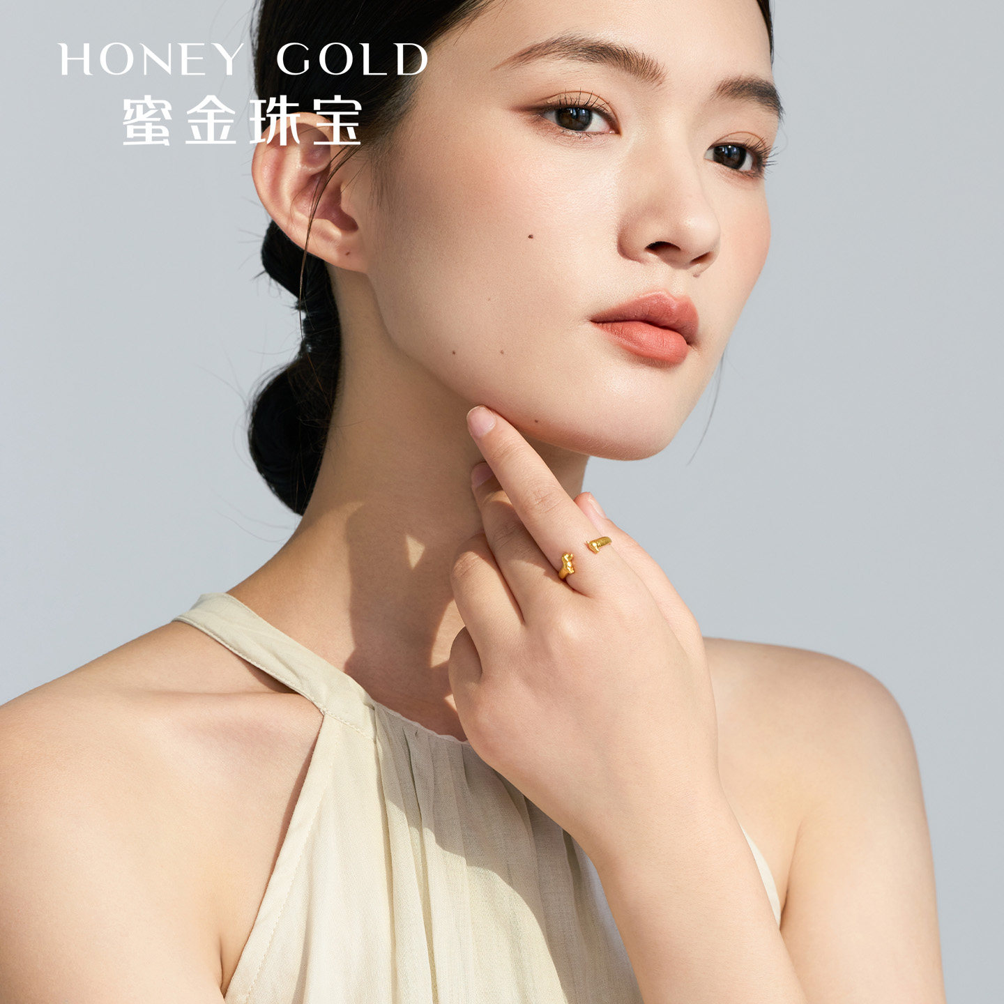 Honey Gold Jewelry Gold Ring Pure Gold Ancient Method Cute Treasure Series Small Sausage Ring HGH1752