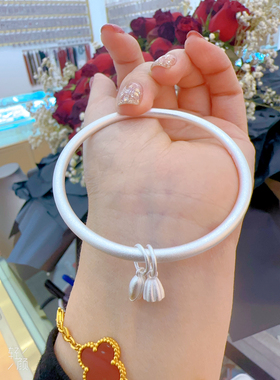 9999足银磨砂实心古法传承银闭口手镯 两世欢银手镯 古法两世欢58