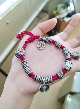 纯银盘缠手链女招财纳福中式编绳手串