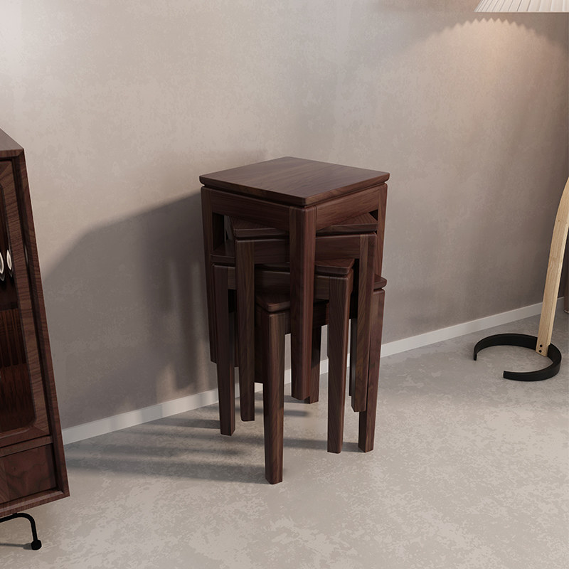 实木凳子餐椅北美黑胡桃木餐桌方凳可叠放家用新中式茶桌凳子高凳,淘宝优惠券,粉丝福利购,淘宝优惠卷