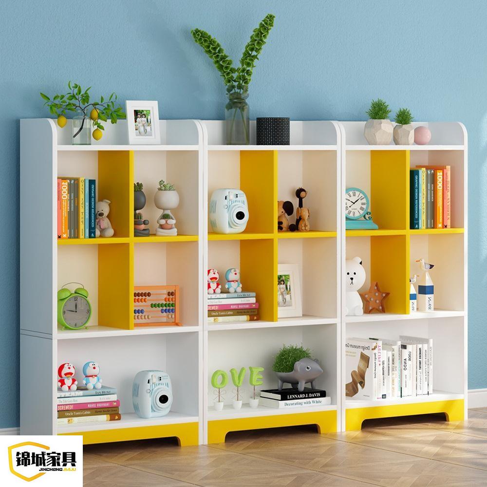 儿童书架创意学生书柜书橱简约现代多层落地置物架带门收纳架子