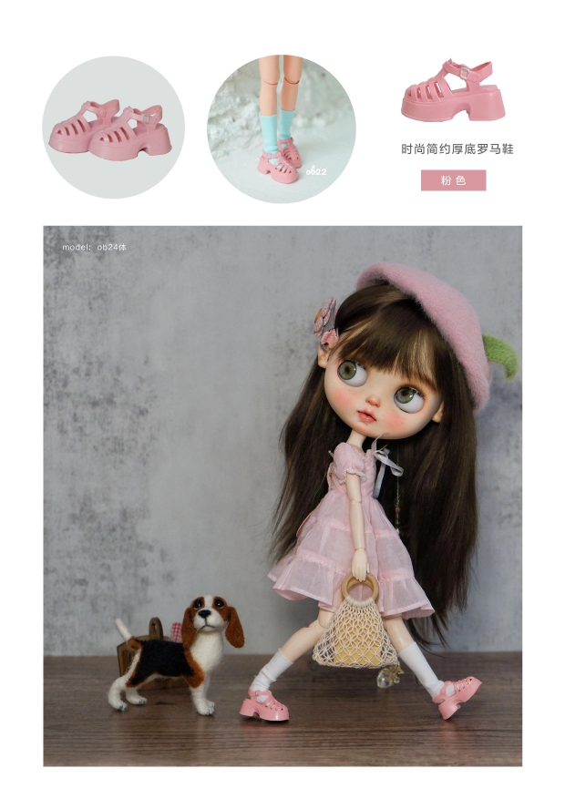 小布blythe bjd6分娃鞋ob24 ob22素体 猪笼鞋 azone娃 罗马凉鞋子 - 图2