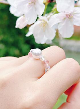 浅樱草莓粉甜美文创戒指