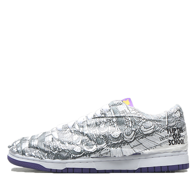 烽火体育 Nike Dunk Low Flip白紫鸳鸯倒钩反钩板鞋DJ4636-100-图3