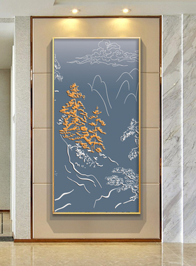 中式风浮雕肌理建筑手工实物画