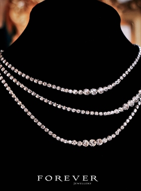 新款设计感多层显瘦闪耀水钻项链