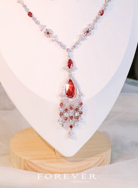 奢华镶锆石礼服宴会橱窗项链耳环