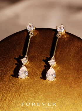 铜镀白金镶锆石女士超闪项链耳环