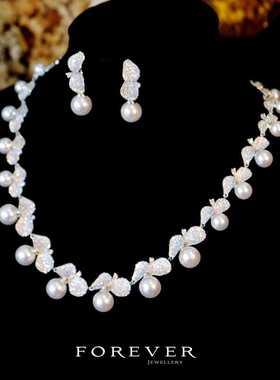 冷光奢华晚宴套链吊坠微镶锆石女