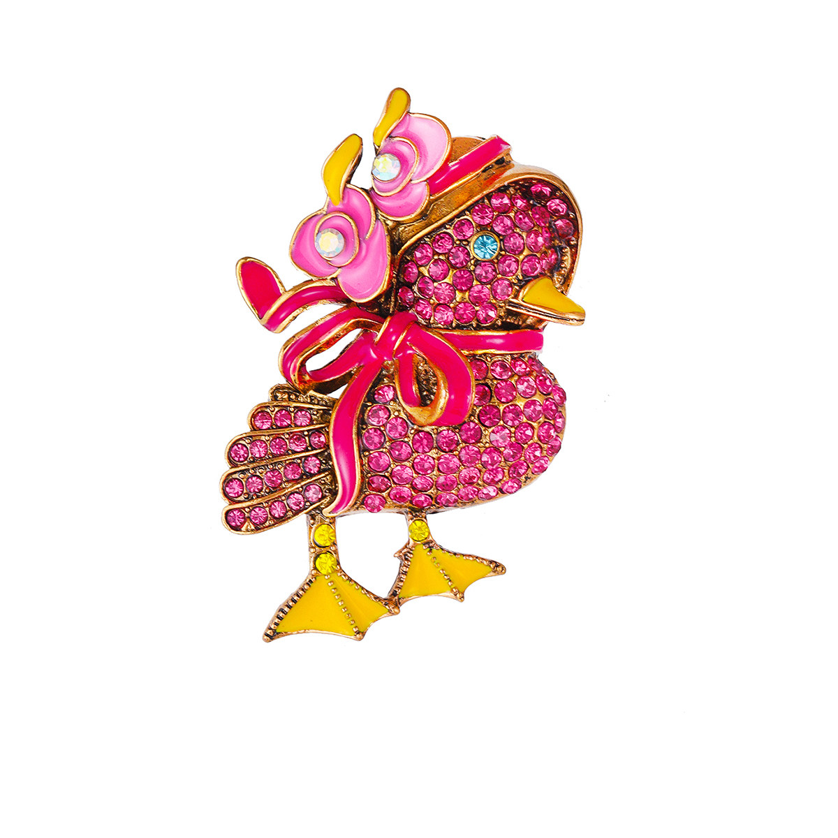 复古满钻粉色鸭子胸针卡通可爱动物服装配饰胸花时尚创意西装别针,淘宝优惠券,粉丝福利购,淘宝优惠卷